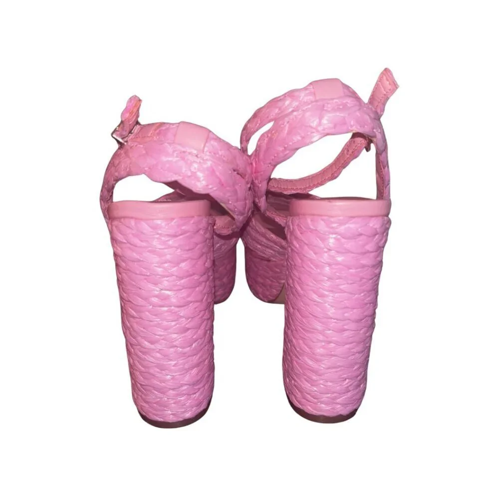 249. Nine West Hadyn Pink Raffia Platform Sandals – Size 9.5 - New w/ Tag